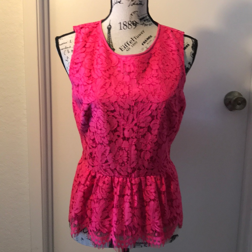 NWT J. Crew pink lace peplum top